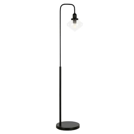 Henn & Hart Zariza Blackened Bronze Arc Floor Lamp with Clear Glass Shade FL0960